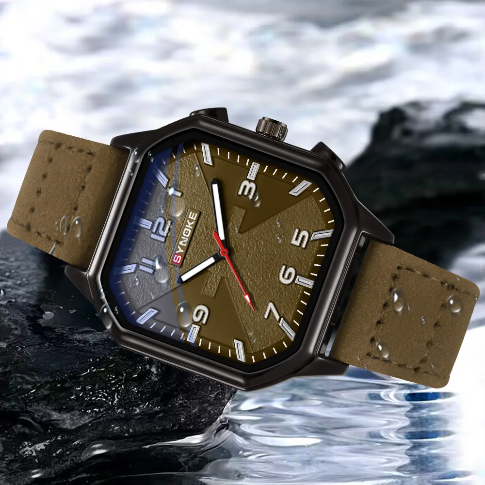 Кожаные кварцевые часы для студентов Молодежные мужские наручные