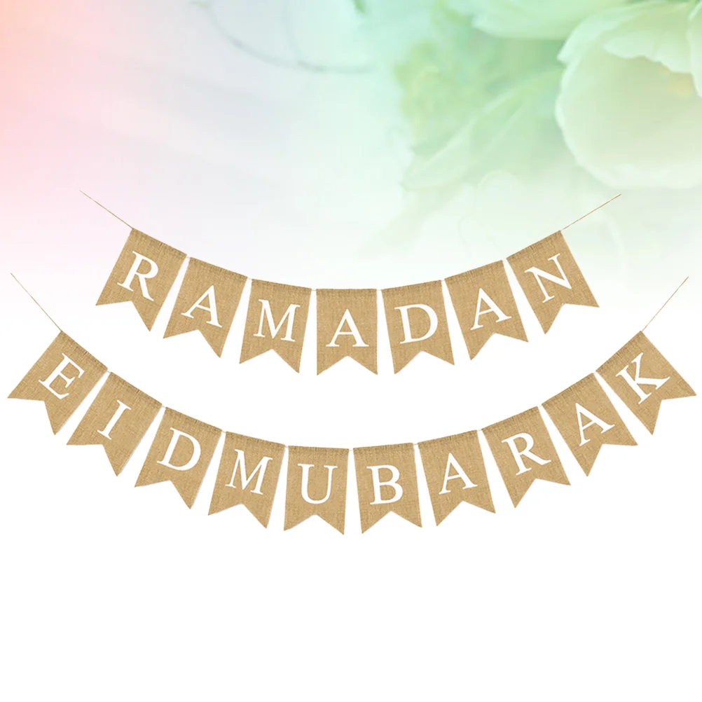 

Мусульманская гирлянда с надписью Eid, паста, баннер, венок из мешковины, мусульманский Рамадан, Декор, буква А, орнамент, предметы одежды, ярк...