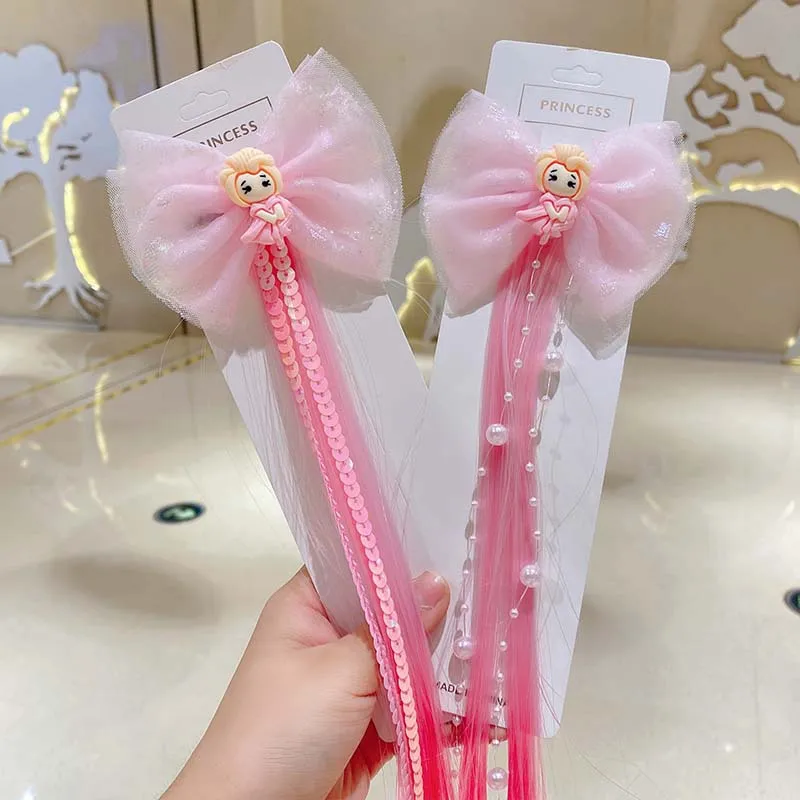 Ful Pink Unicorn Rainbows Bow Mouse Ears Hair Bands For Kids Wig Weaving Accessories