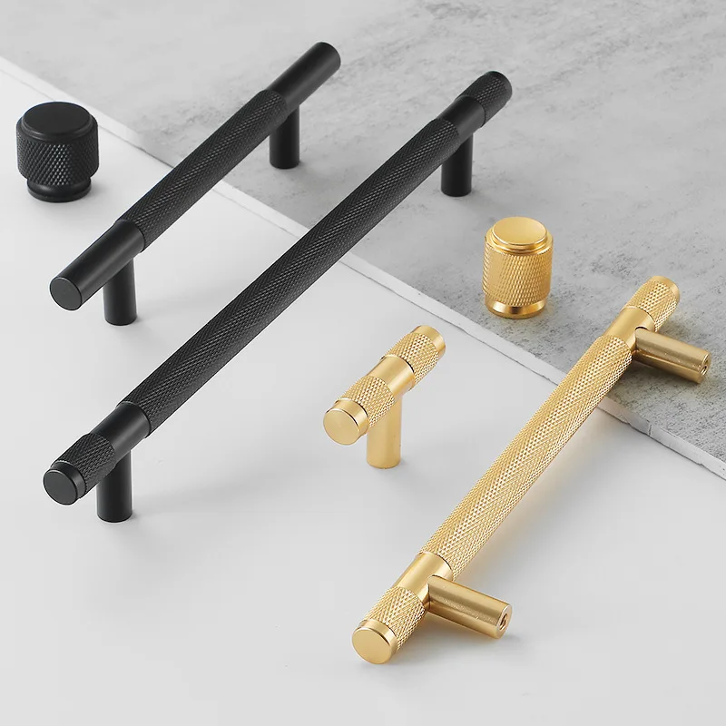 

Modern light luxury Nordic knurled kitchen cabinet door drawer knobs and handles aluminum alloy handles for furniture