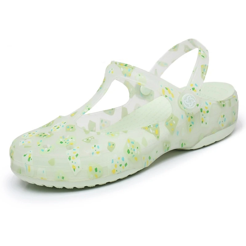 Women Fashion Printed Jelly Shoe Summer Beach Shoe EVA Round Toe platform Non-slip Comfortable Slippers Student Nurse Flip-Flops
