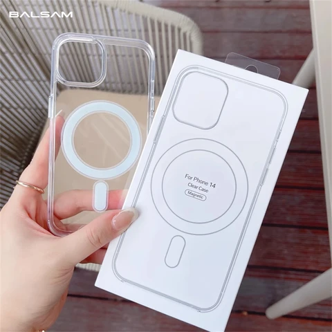 Оригинальный прозрачный чехол для Magsafe Magnectic Wireless Charge Case для iPhone 16 13 12 Mini 11 14 15 Pro Max 7 8 Plus XR XS акриловый чехол