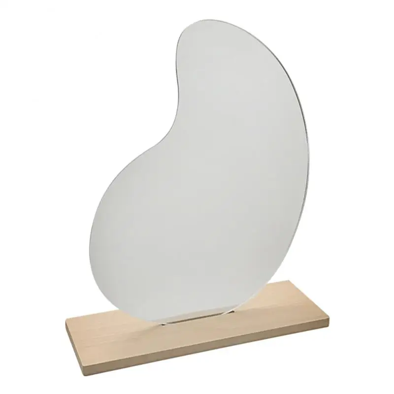 

Ins Irregular Mirror Acrylic Decorative Mirror With Wooden Base Korean Style Beauty Makeup Mirror Home Desktop Standing Mirror