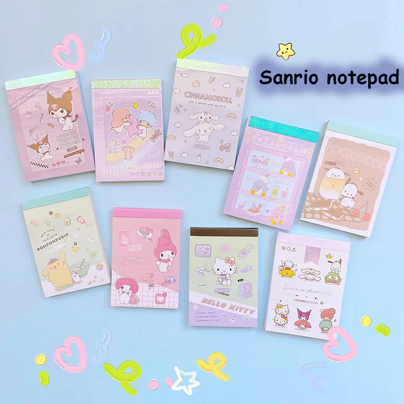 

Sanrio Kawaii Kuromi блокнот для записей My Melody Cinnamoroll Hello Kitty Pom Purin для девочек студенческие канцелярские товары мультяшная бумага для записей 1 шт.