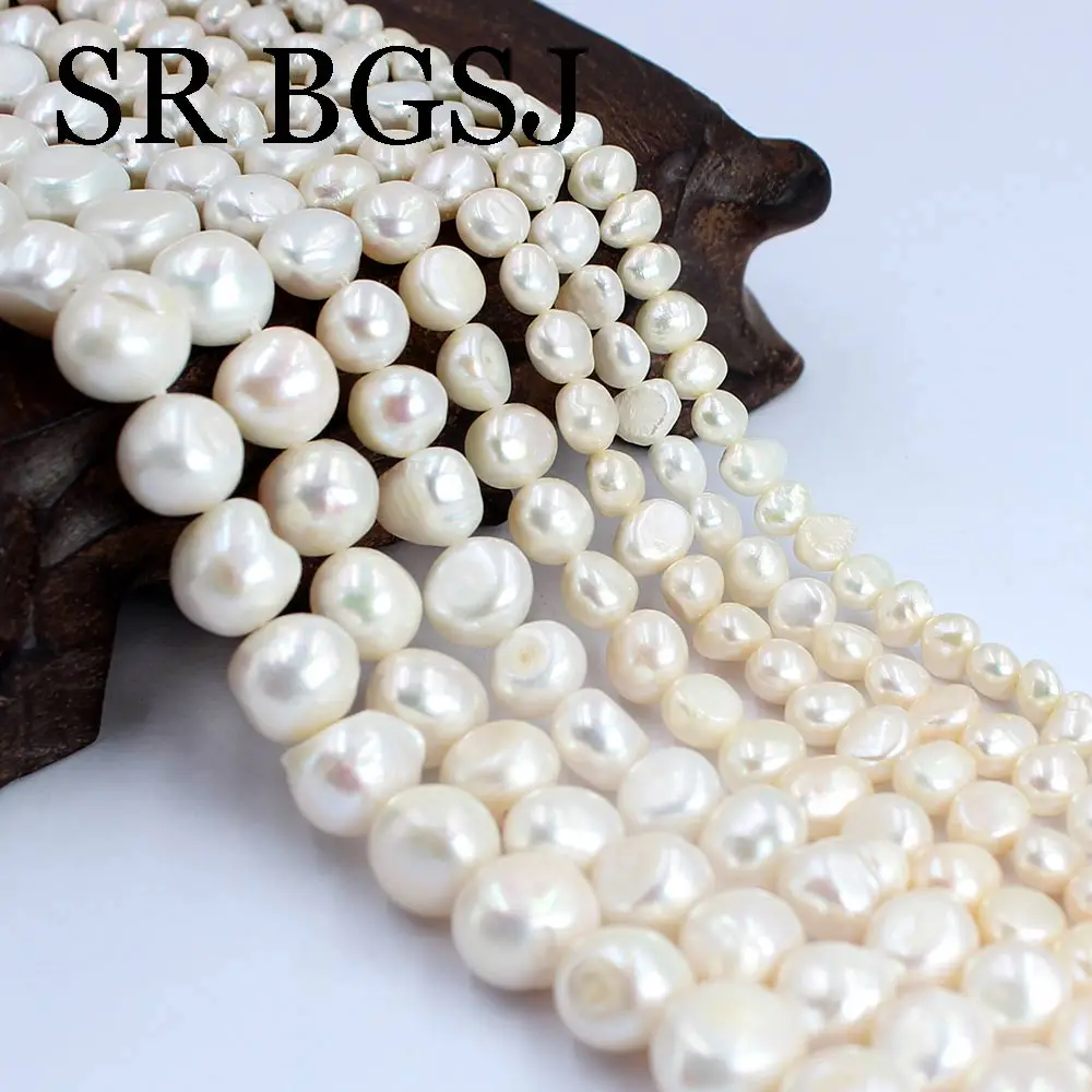 

4-11mm White Baroque Potato Natural Freshwater Pearl Jewelry Accessories DIY Spacer Beads 14"