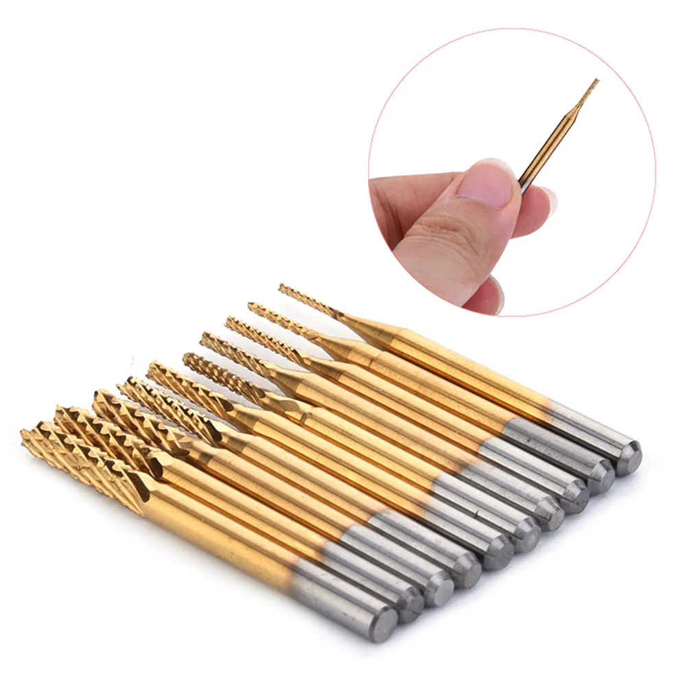 

10PCS 0.8-3.175 MM For PCB CNC Titanium Plating Drill Bit Set Engraving Cutter Rotary Mill