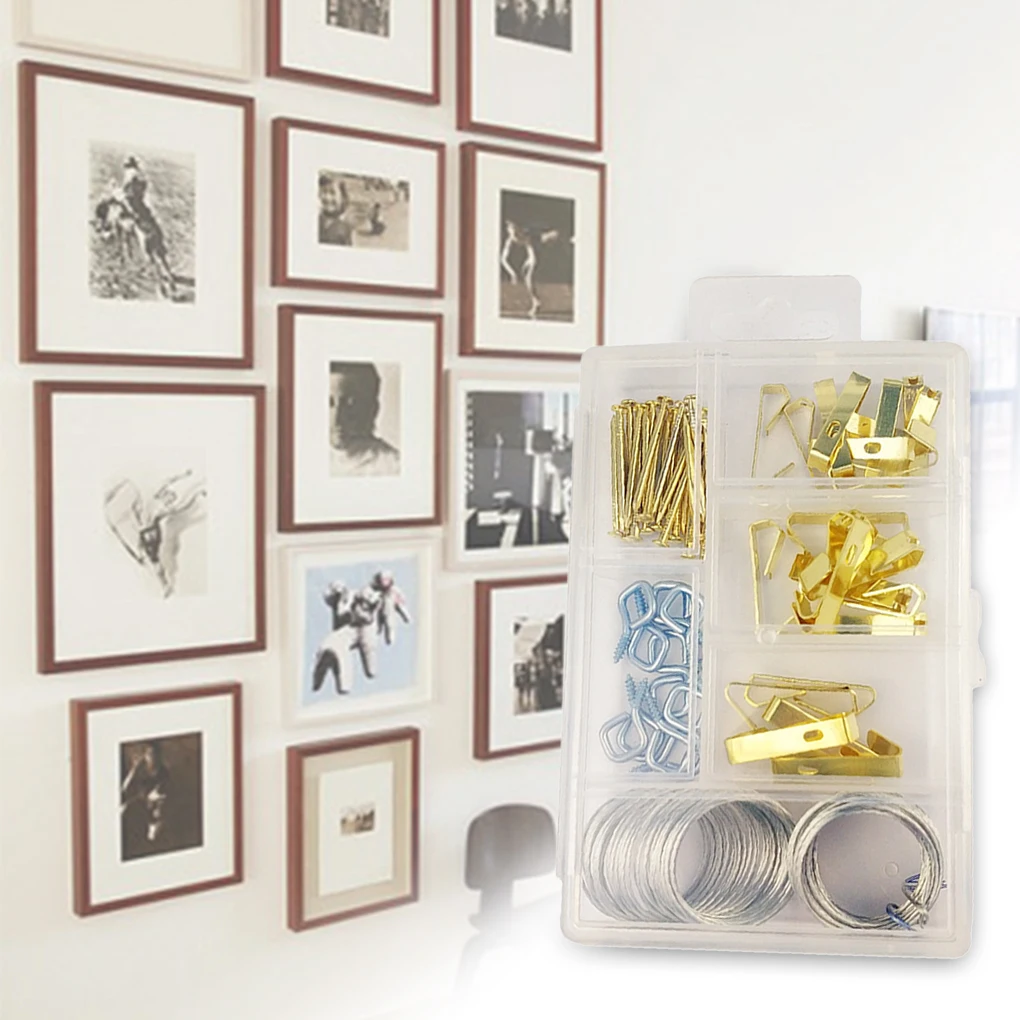 

60pcs Photo Frame Metal Hook Screw Hanger Firmware Hook Pipe Nail Wall Anchor Hanging Screw Kit Household Hardware Accessories