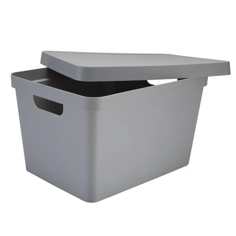 

Vinto Storage Box with Lid in Grey Polypropylene Plastic storage Shower organizer Sunglasses organizer Cable organiser box Purse