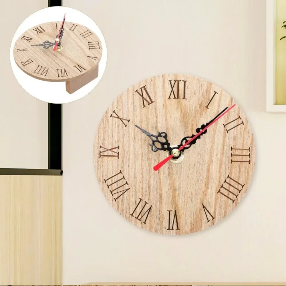 Деревянные Круглые Маленькие Настенные Часы В Стиле Ретро Бесшумные Настольные