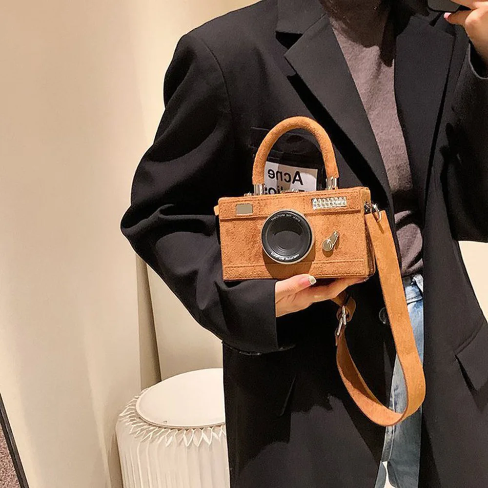 

Fashion Camera Shape Nubuck Shoulder Bag Women Creative Design Women Mini Messenger Bag Purse Ladies Crossbody Handbag