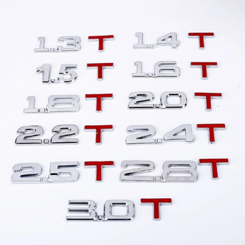 

Car Displacement sticker Metal 1.3 1.4 1.6 1.8 2.0 2.5 2.8 3.0 T volume logo Car rear Trunk Emblem badge Vehicle Stickers