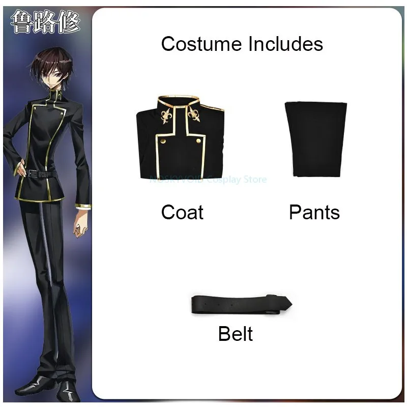 Code Geass Lelouch Lamperouge Косплей Парик и костюм Of The Rebellion Черный Король Демонов ZERO