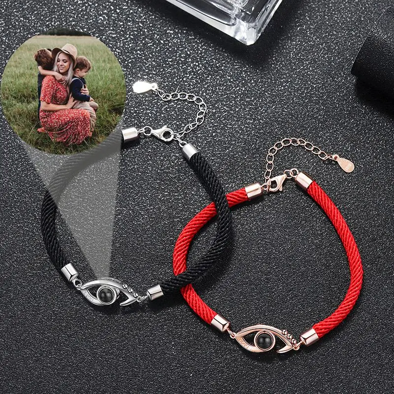 Custom Projection Photo Bracelet 925 Sterling Silver Personalized Photo Bracelets for Women Lover Jewelry Mother's Day Gift