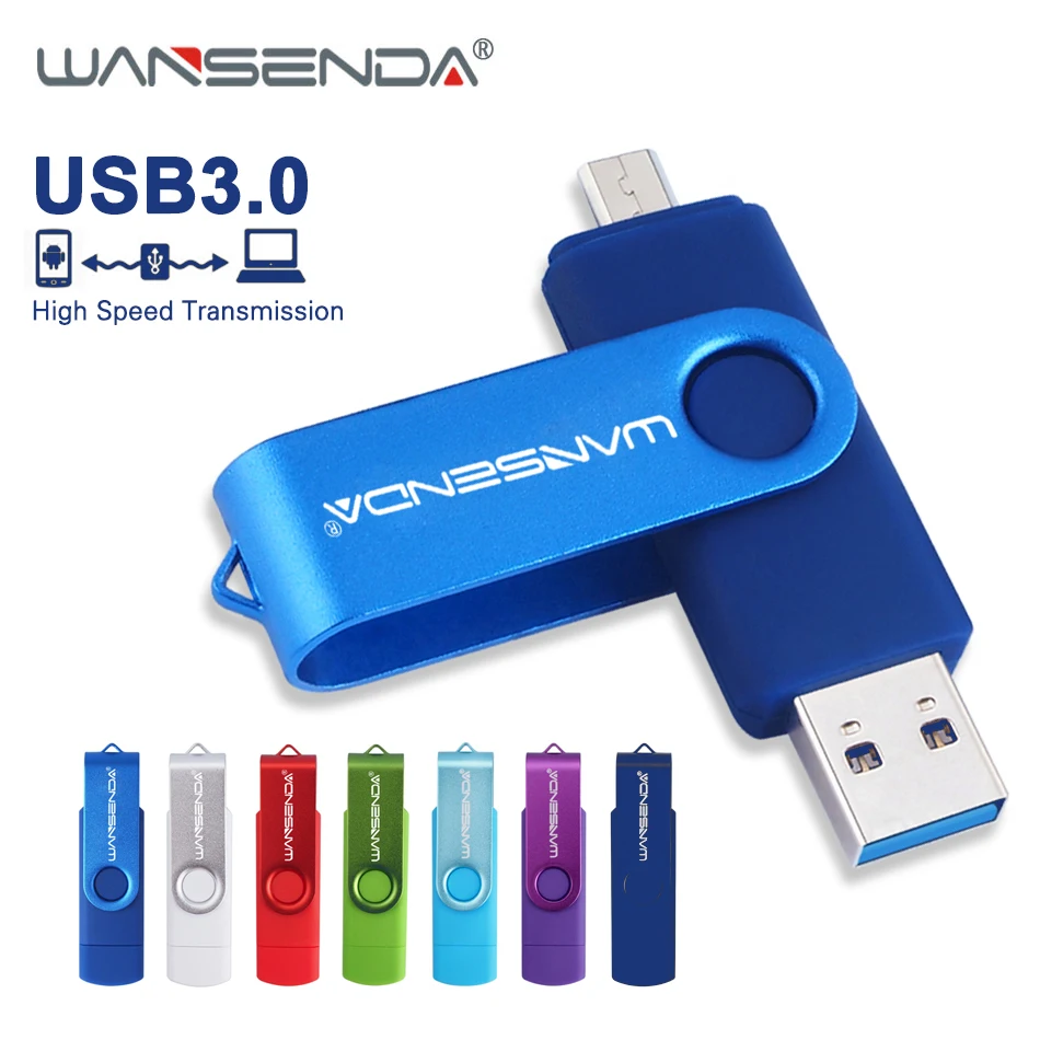 

WANSENDA 128GB USB 3.0 Flash Drive OTG 2 IN 1 USB3.0 & Micro USB Pen Drive 16GB 32GB 64GB 256GB High Speed Pendrive