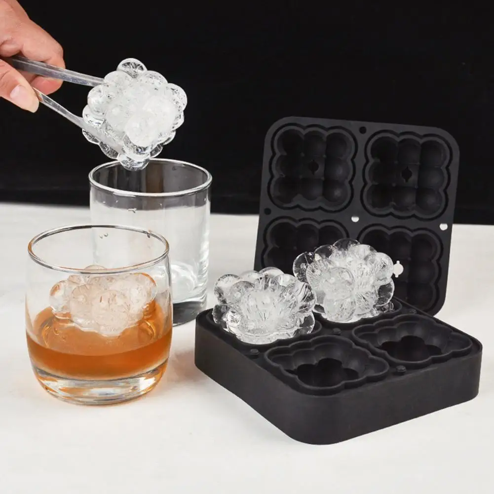 

Ice Making Mold Durable Sealed Easy Demoulding 4 Grids Silicone Ice Ball Mold Tray Home Supply Ice Cube Tray Ice Tray Mold
