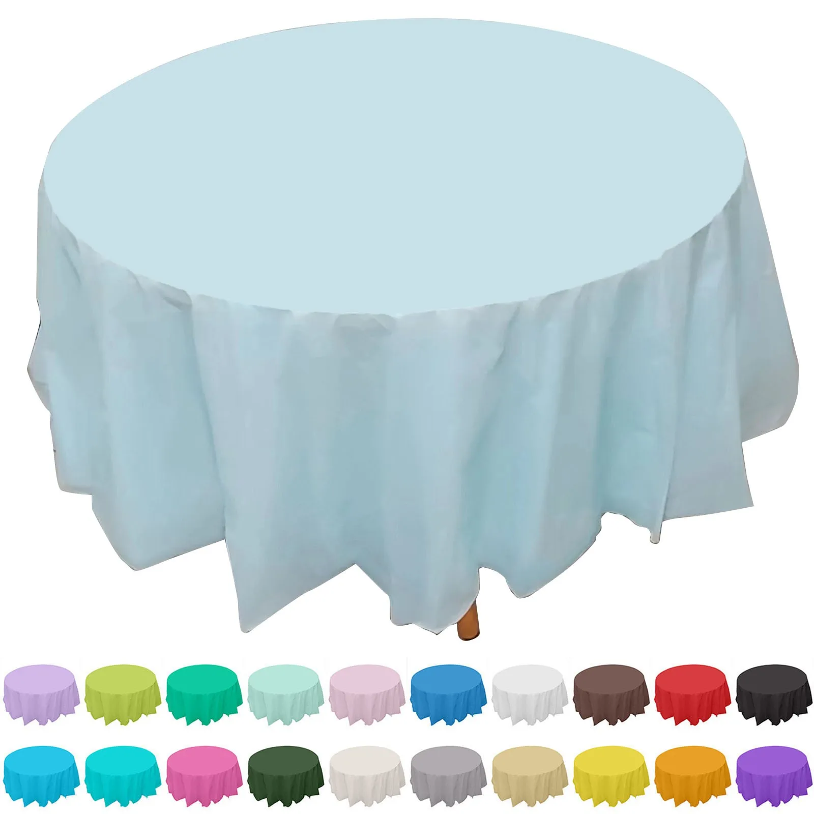 

12 Pack Premium Plastic Disposable 84 Inch Round Tablecloth Round Table Covers