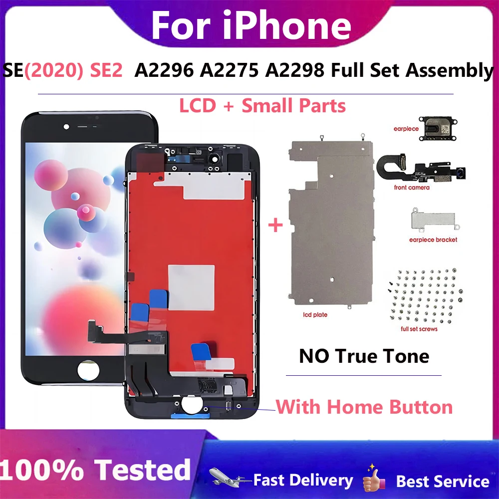 100% протестированный полный экран для iPhone SE2020 SE2 2020 A2296 A2275 A2298, ЖК-экран с цифровым преобразователем, полный комплект в сборе + Главная Кнопка