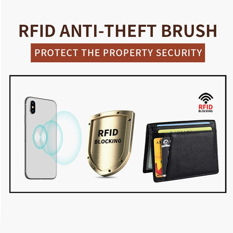 Rfid из натуральной кожи кредитный держатель для карт кошельки мужчин Тонкий