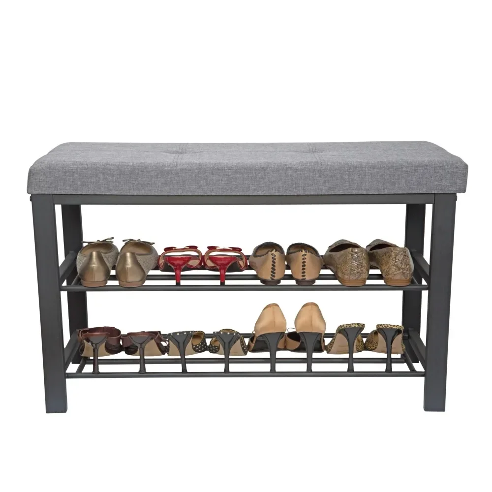 

Simplify Entryway Bench with 2 Tier Shoe Storage in Grey s Cabinet Organiser Rack Space