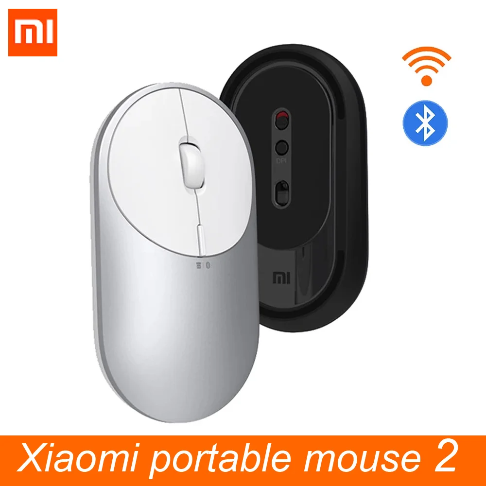 

Original Xiaomi Portable Mouse 2 Optical Wireless Bluetooth 4.2 RF 2.4GHz 4000DPI Adjustable Dual Mode Connect for Laptop pc New