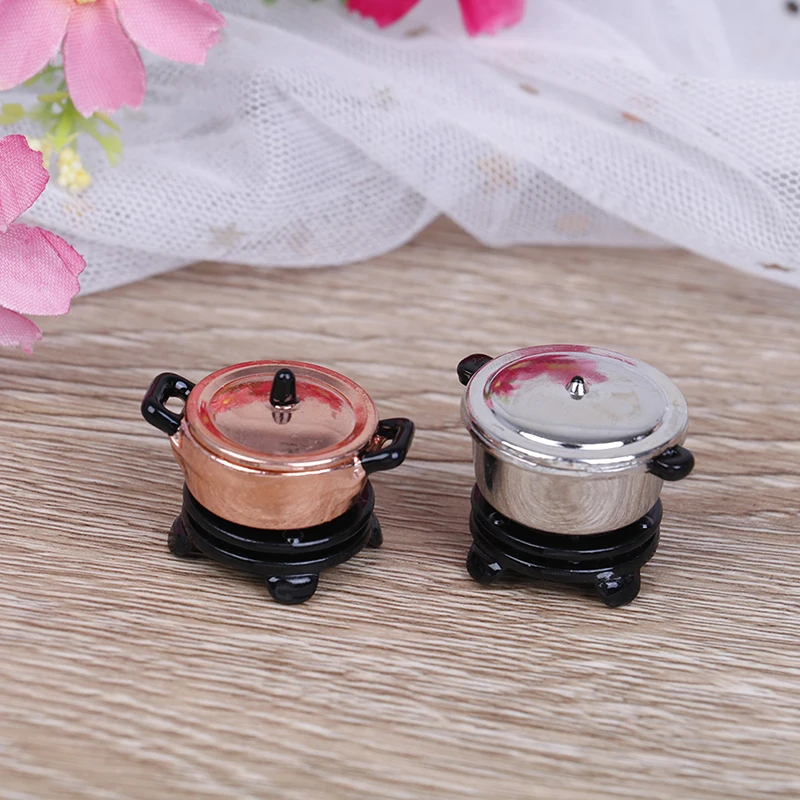 

1/12 Mini Pot with Furnace Simulation Miniature Kitchenware Model Toy for Doll Decoration Dollhouse Furniture Toy Accessories