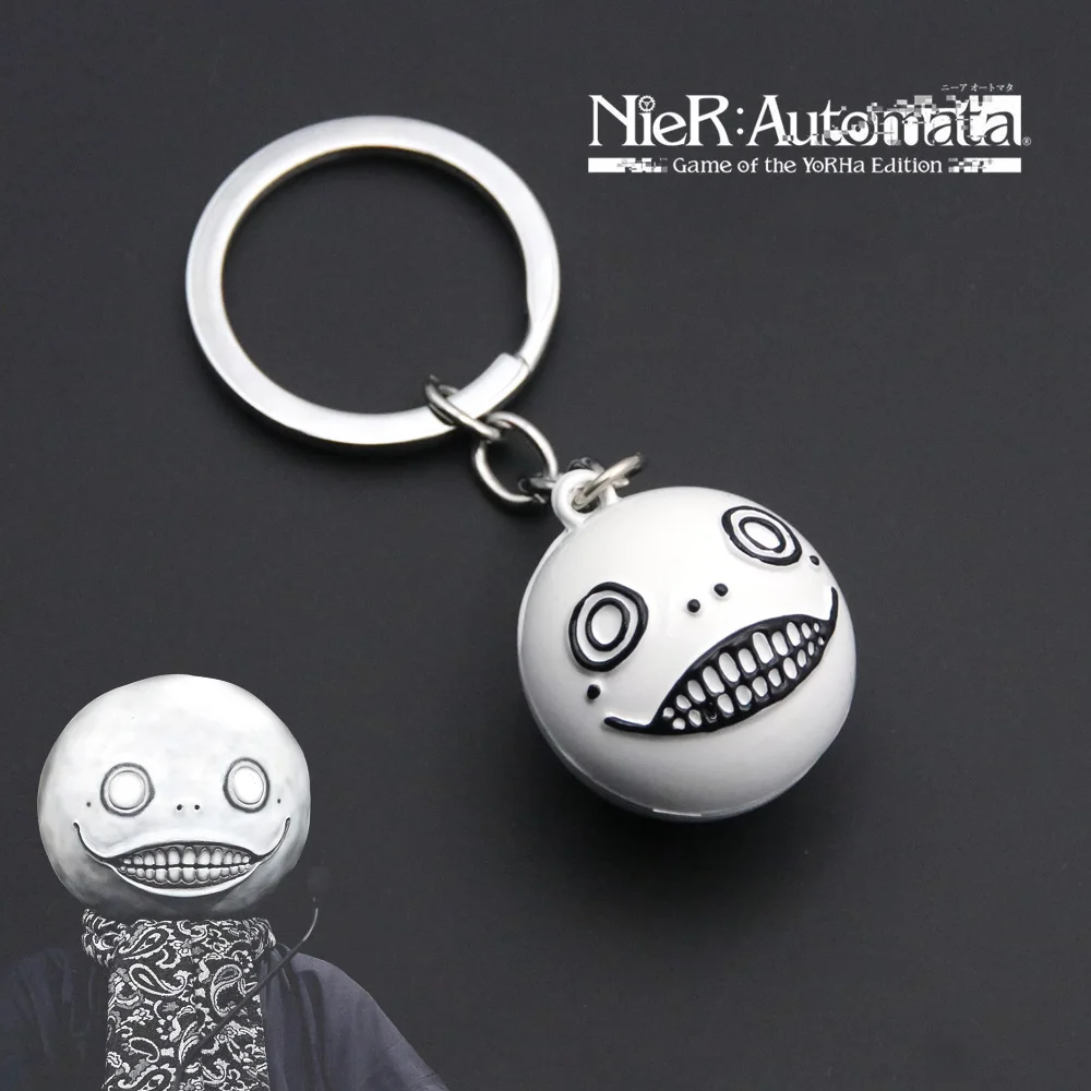 

NieR Automata Keychains Robot 2B Emil No.2 Type B White Ball Metal Pendant Necklace Keyring Cosplay Figure Toys Jewelry Gifts