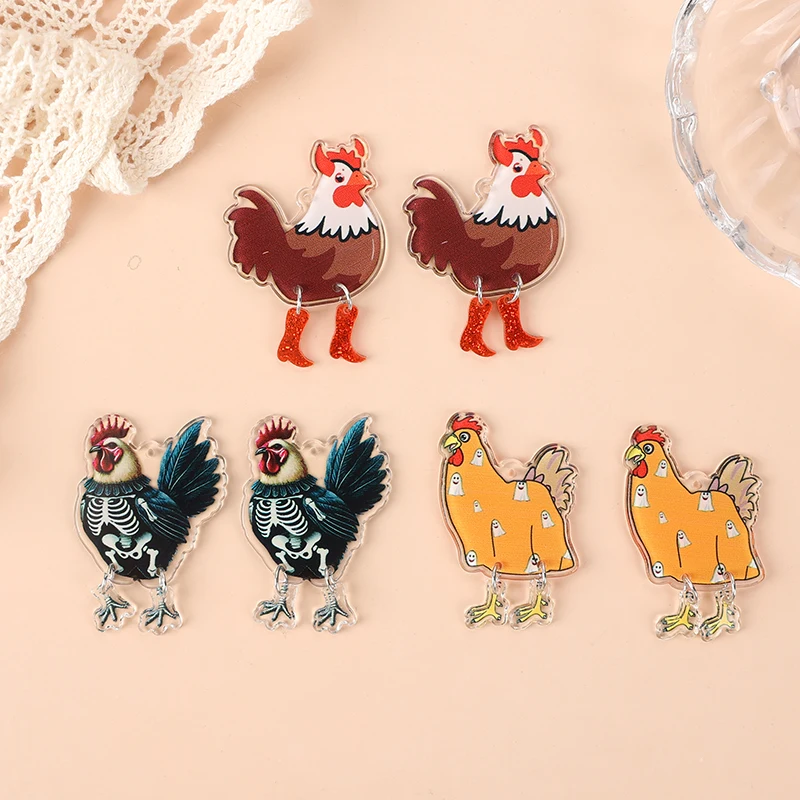 6 шт. Подвески на Хэллоуин акриловый смешной призрак череп ходячая курица для