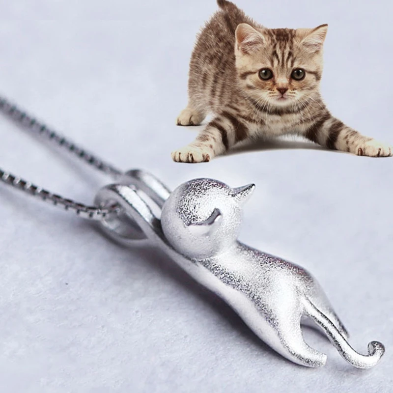 

Cat Necklace For Women Girl Trendy Animal Pet Cat Pendant Necklace Long Chain Charm Vintage Jewelry