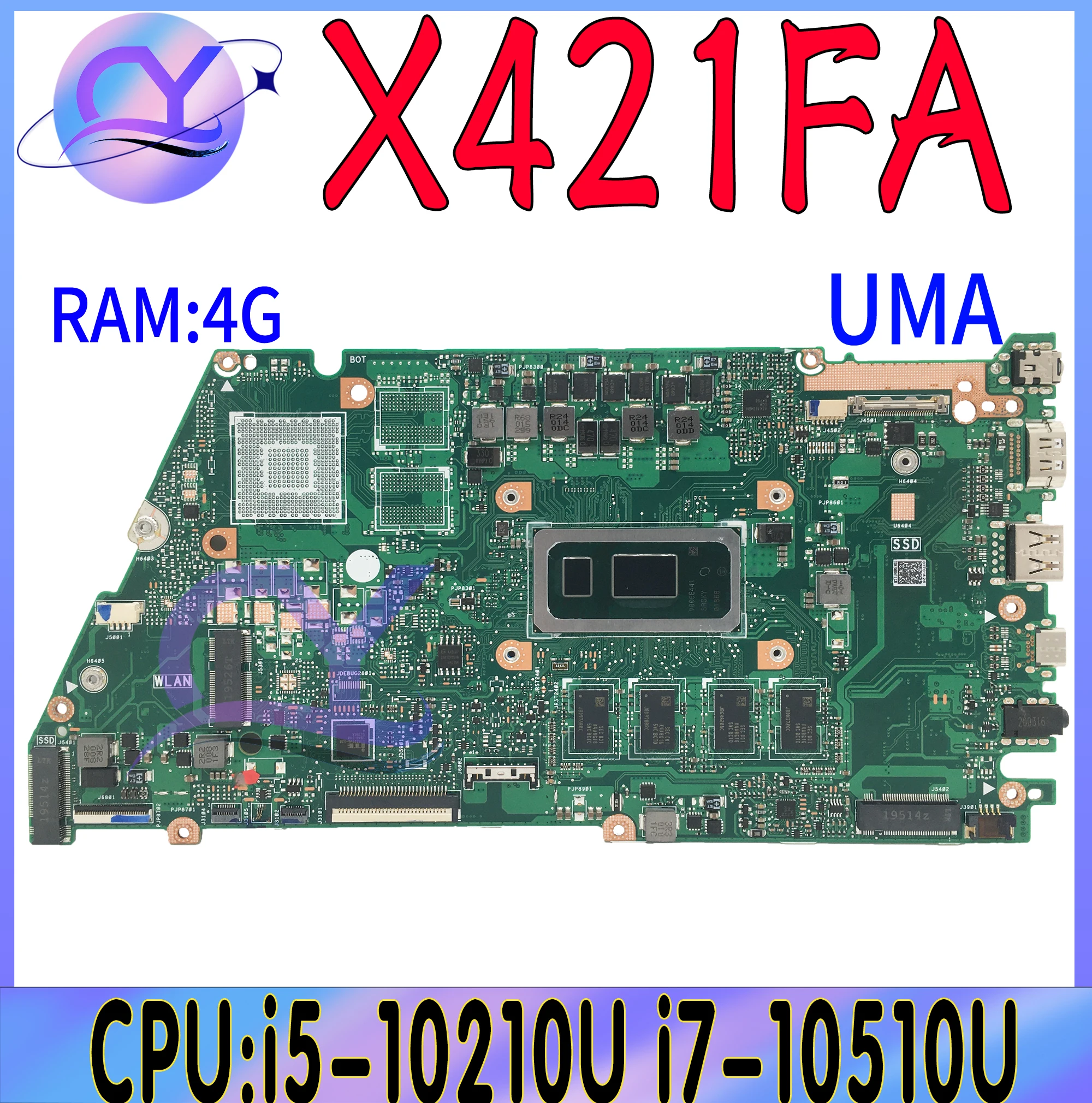 

X421FA Mainboard For Asus VivoBook X421 X421F X421FP X421FL X421FAY X421FPY Laptop Motherboard With I5-10210U I7-10510U 8GB UMA