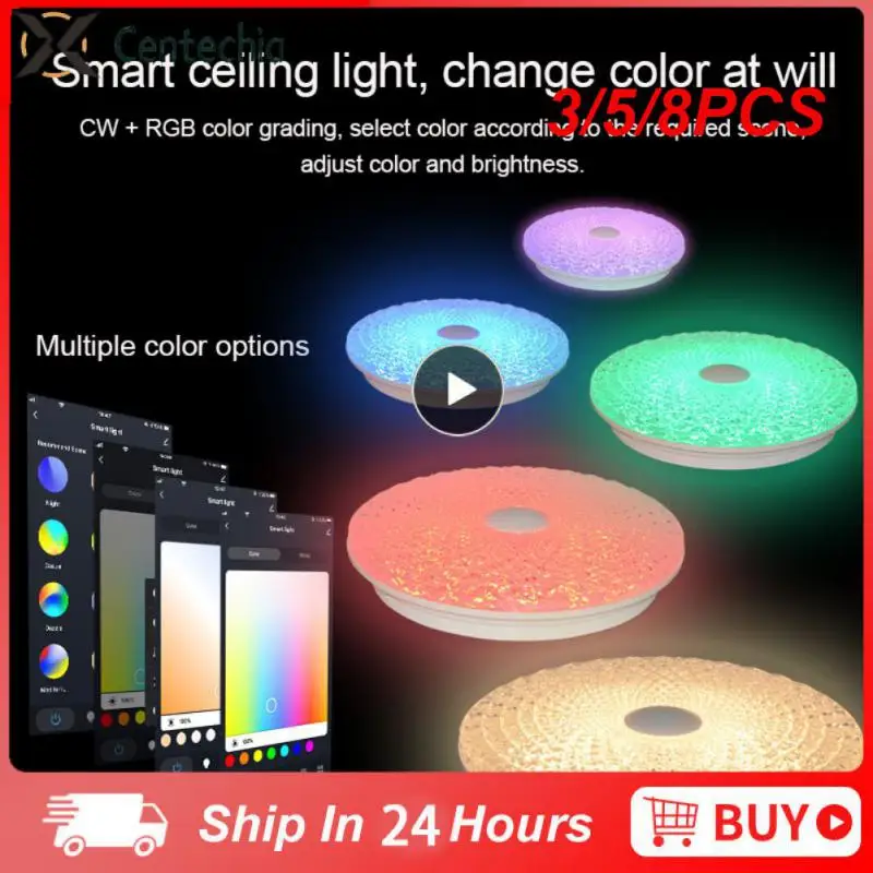 

3/5/8PCS Room Decoration Smart Lamp Remote Control Tuya App Smart Wifi Led Round Ceiling Light 100-265v Voice Control