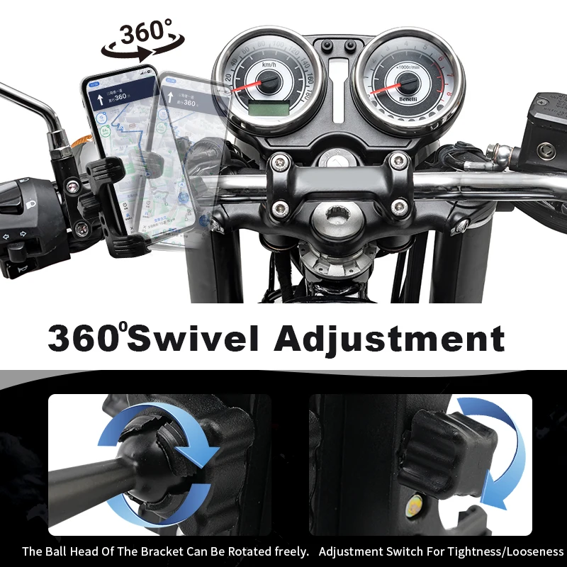 Фото Держатель для телефона на мотоцикл Harley VRSC XL XR Dyna Softail Touring Trike - регулируемый кронштейн для крепления телефона на руль №4