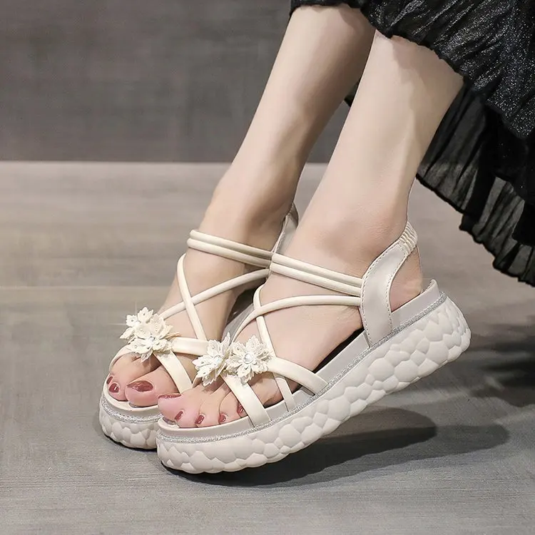 

Ladies Sandals Flat Ladies High Heels Sandals Summer Shoes 2022 Flip-Flops Non-Slip Chaussures Femme Platform Sandals35-40