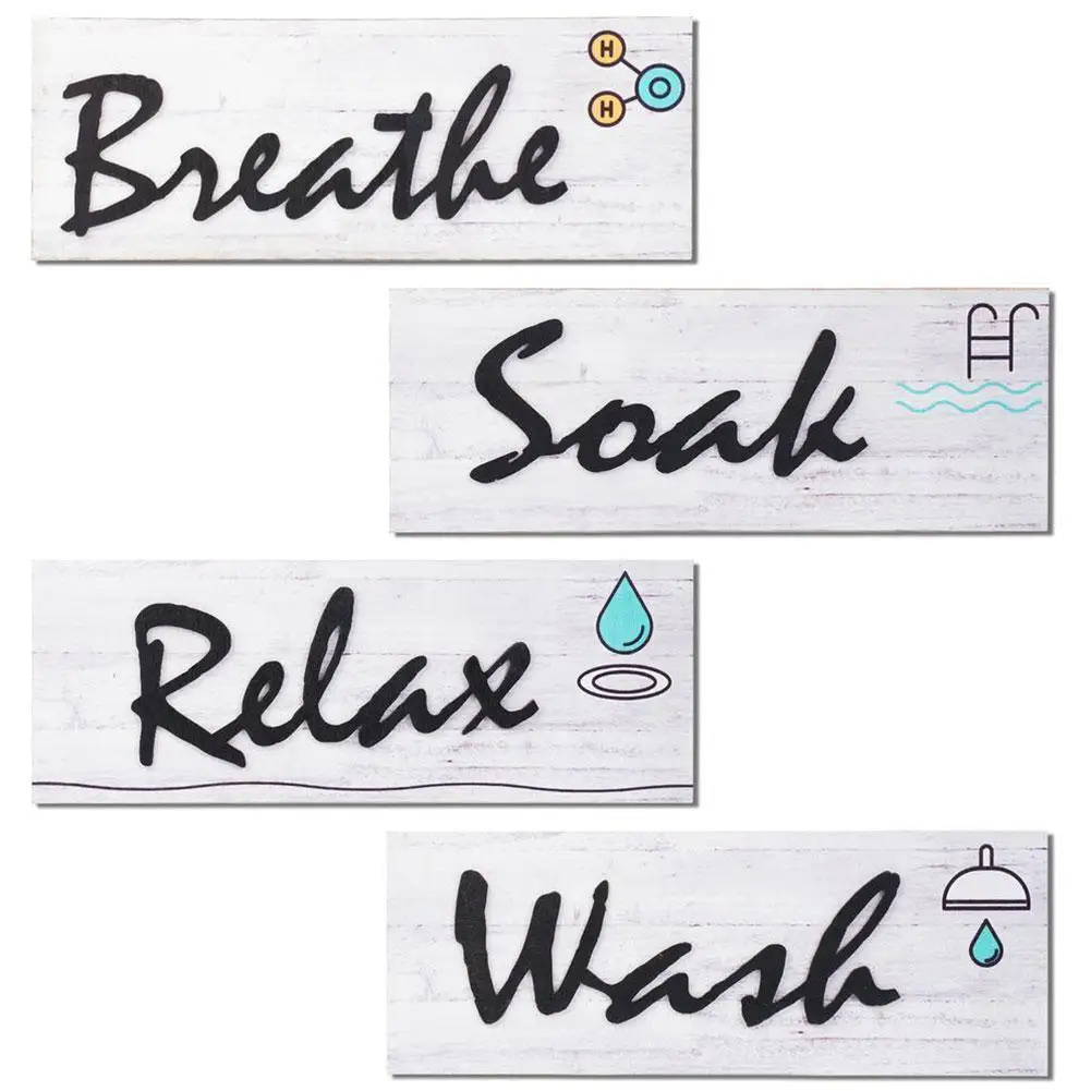 

4 шт., декоративные деревянные настенные украшения для ванной комнаты