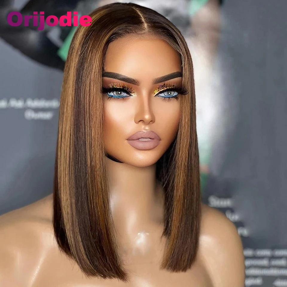 Парики из человеческих волос с прямыми черными бобами на сетке 13 х4 180%