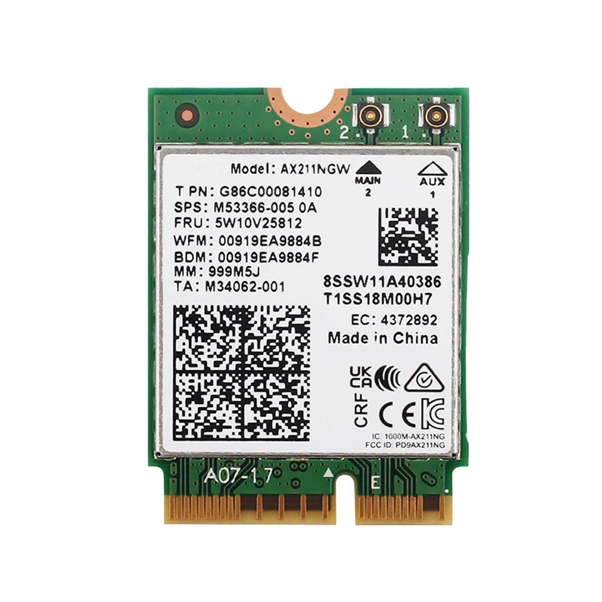

AX211NGW WiFi 6E M.2 Key E CNVio2 Dual Band 2.4Ghz/5Ghz Wireless Network Card 802.11Ac Bluetooth 5.2 Adapter