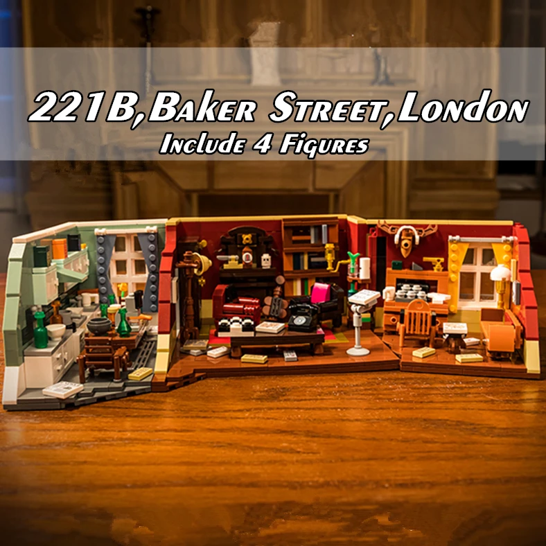 

New Pantasy British TV Drama Detective 221B Sherlocked Baker Street London Holmesed Watson Friends Building Block Brick Toy Gift