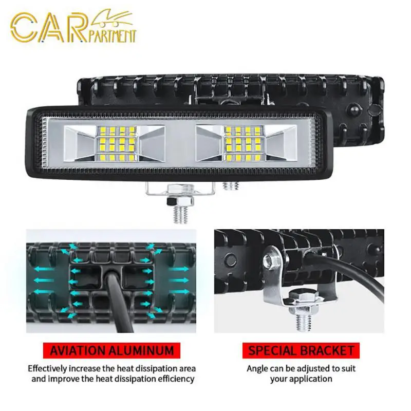 

One-line Single Row Car Led Long Bright Universal Car Work Light 16 Bead 48w Modified Inspection Light Car Accessories