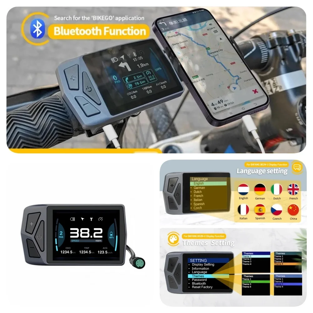 Цветной дисплей для электронного велосипеда, Bluetooth, ЖК-дисплей, напоминание о вызове компьютера, навигация для BAFANG BBS0102 G340 M510 M600 G510 M620 (art.: 3920d32bfd2aa) - 3920d32bfd2aa