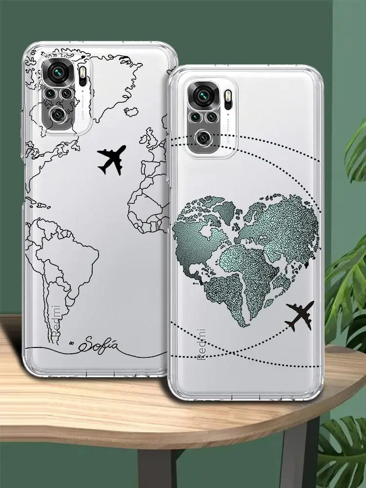 Модный чехол для телефона с картой мира Xiaomi Redmi Note 12 5G 9S 9 8 10 11 Pro Plus 4G 9T 8T 10C 9C 9A 7