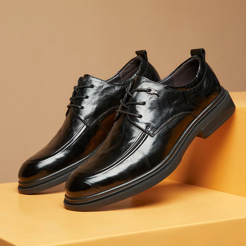 Фирменный слой из воловьей кожи дышащая с круглым носком формальная мужская