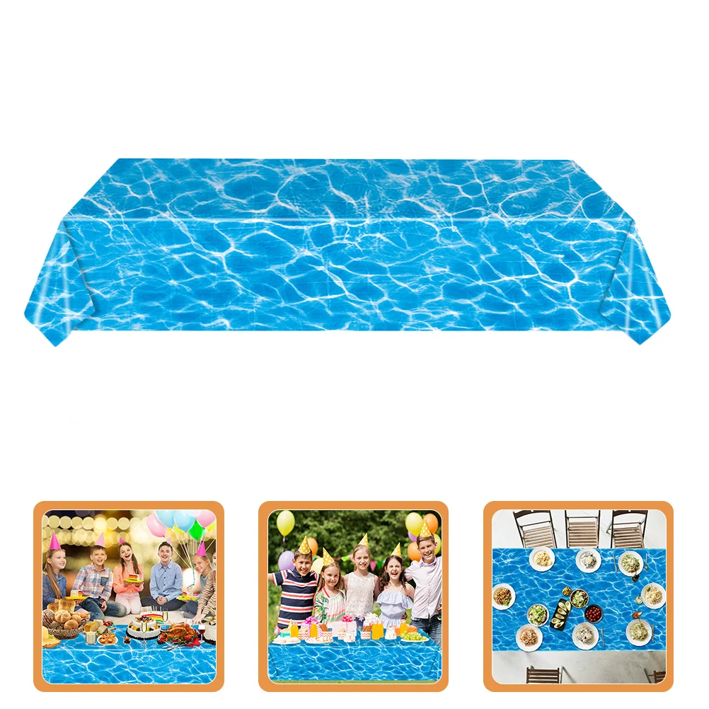 

Tablecloth Party Ocean Table Beach Cover Disposable Pool Wave Decorations Waves Water Sea Theme Decoration Summer Birthday