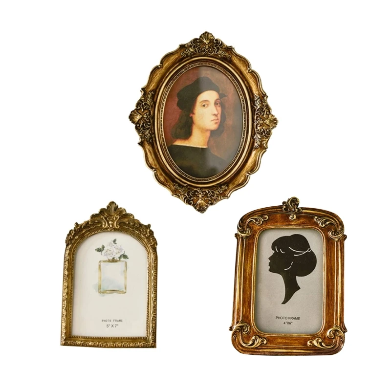 

Vintage Style Resin Photo Frame Classic Court Sersies Embossed Picture Frame Living Room Bedroom Aesthetic Ornaments
