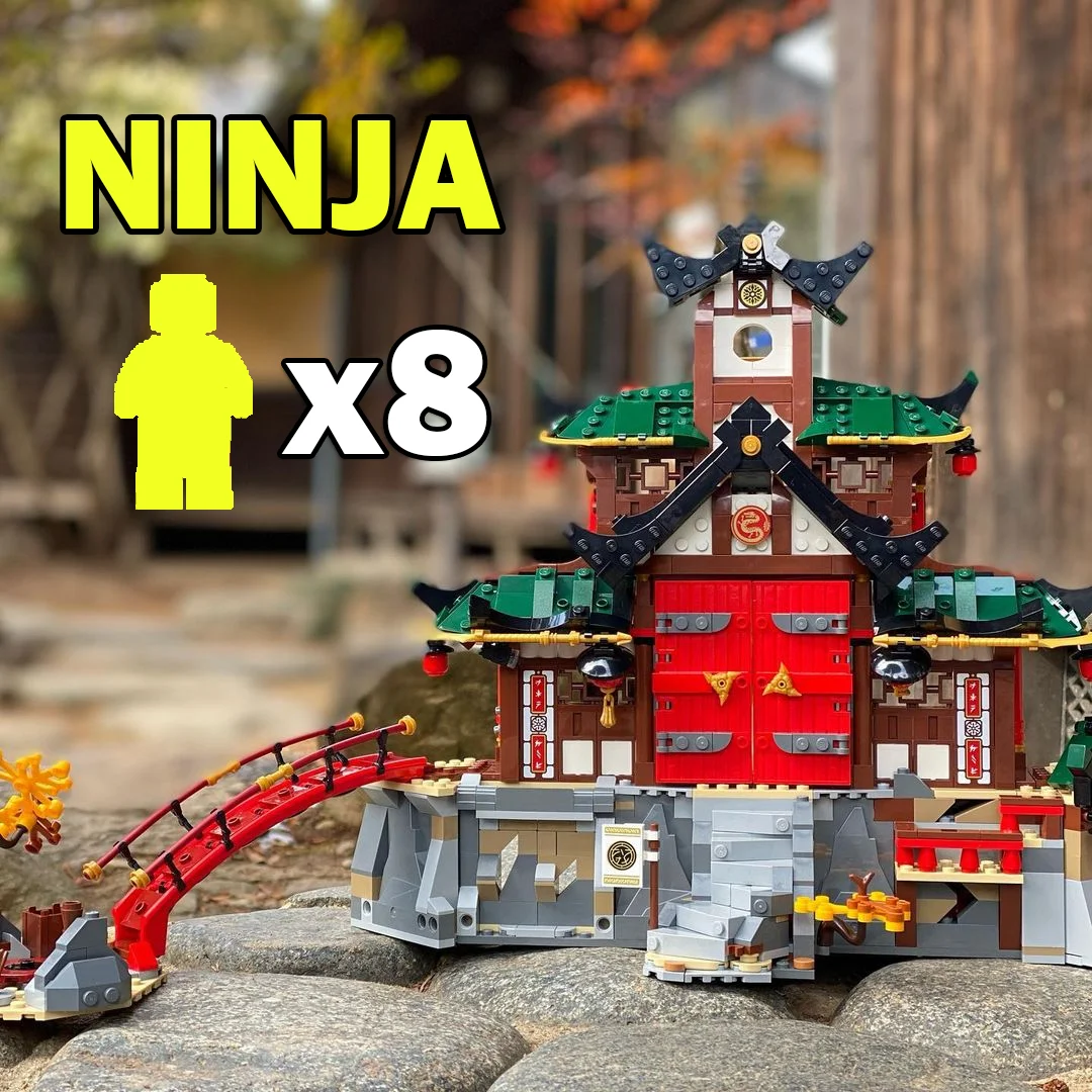 

MOC 1453pcs Ninja Dojo Temple Shrine Building Blocks Compatible 71767 Pixal Snake Figures Mech Bricks Toys For Boy Gifts