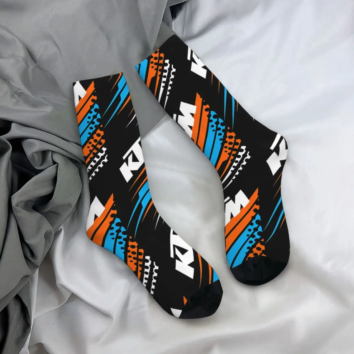 Happy Men's Socks KTM Storm Vintage Ready To Race Enduro Cross Motocross Bike Street Style Crew Crazy Sock Gift Pattern Print