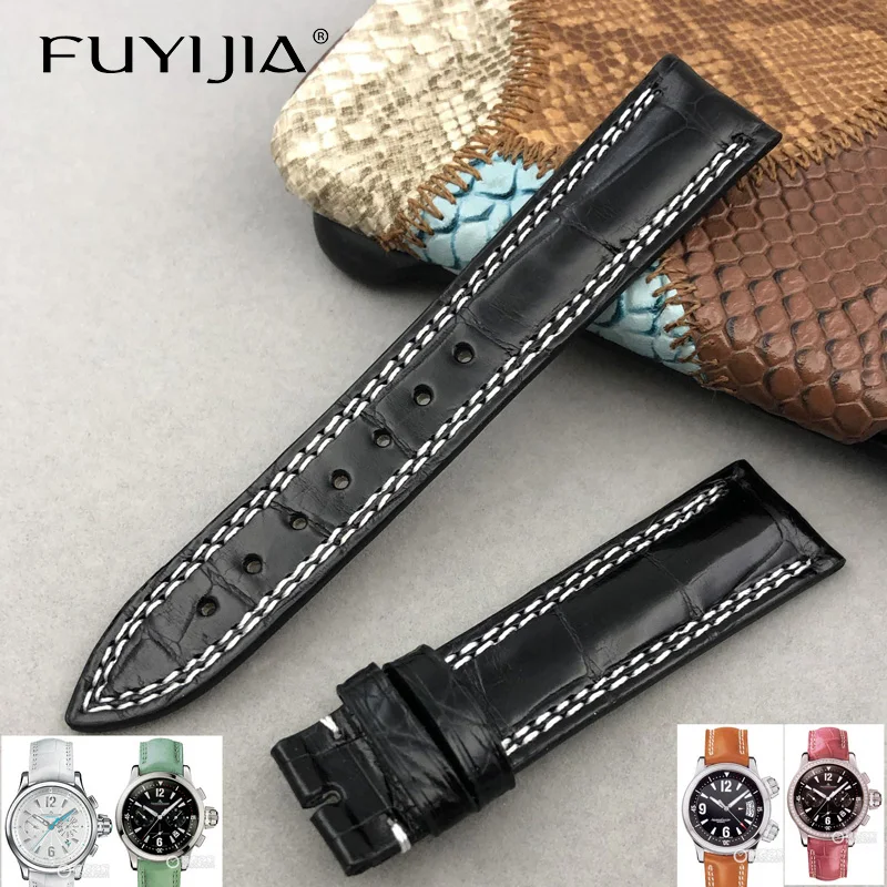 

FUYIJIA Luxury J-aegerLeCoultre MASTER COMPRESSOR Watch Band Alligator Strap 18MM 21MM Genuine Leather Belt Crocodile Watchbands
