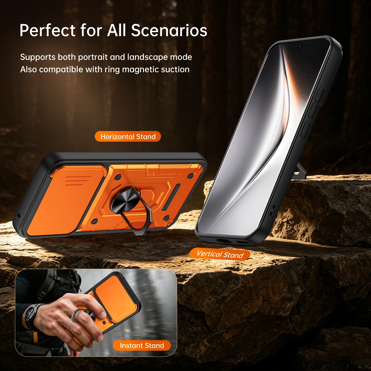 Фото Чехол Nanshan Armor для Tecno Pova Curve 2 5G с защитой объектива камеры, металлическим кольцом-подставкой и противоударным покрытием №5