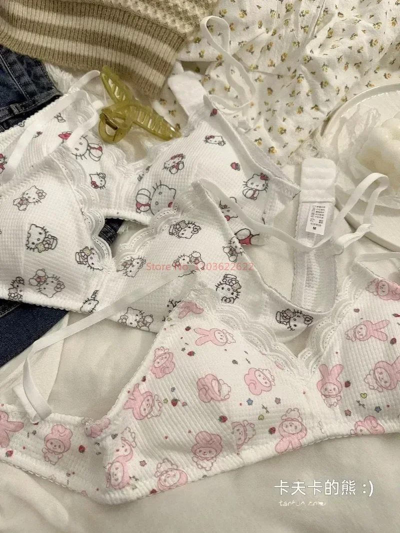 Женское нижнее белье с чашками и милым мультяшным бюстгальтером Y2k эстетичное