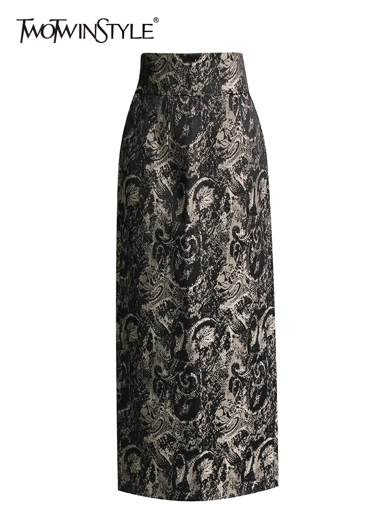 

TWOTWINSTYLE цветная юбка для похудения для женщин с высокой талией жаккардовая элегантная темпераментная юбка женская модная одежда Новинка 2023