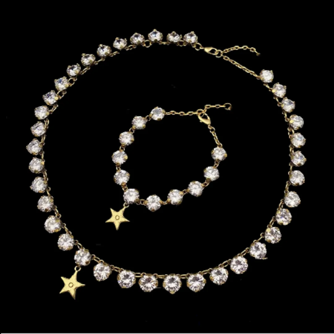

Fashion Classic Pure Copper Production Stones Necklace Bracelect For Men And Women Party Gifts Jewelry Set