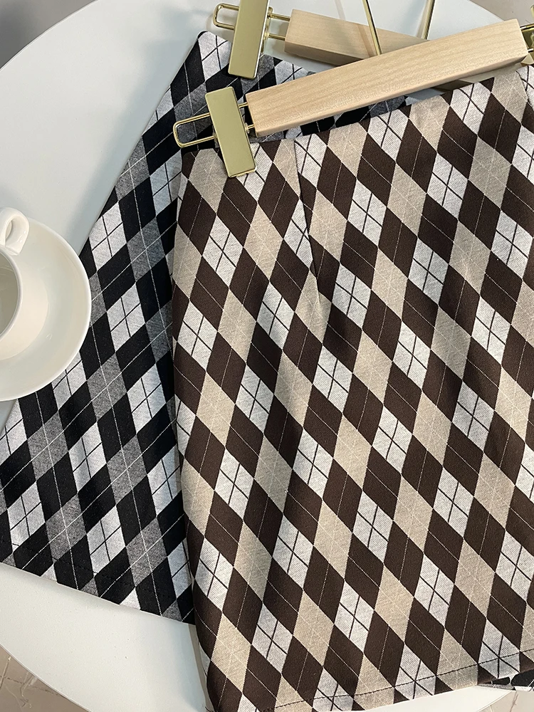

Plaid Skirt Women Vintage School Style Mini Y2k Skirt 2022 Spring Summer A Line Skirts Black Coffee Girl Hippie Skirts